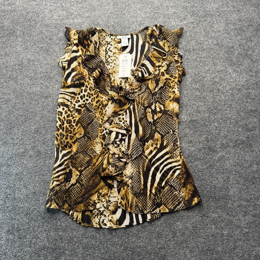NWT Cache Mixed Animal Print Top Womens XS Sony Pictures Wardrobe 16.5x23